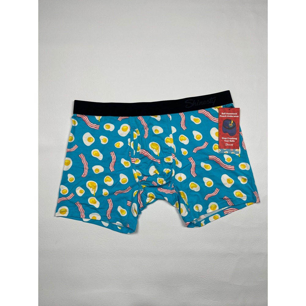 Shinesty Ball Hammock Boxer Briefs Mens XL Blue Bacon Eggs Wakey Wakey Underwear